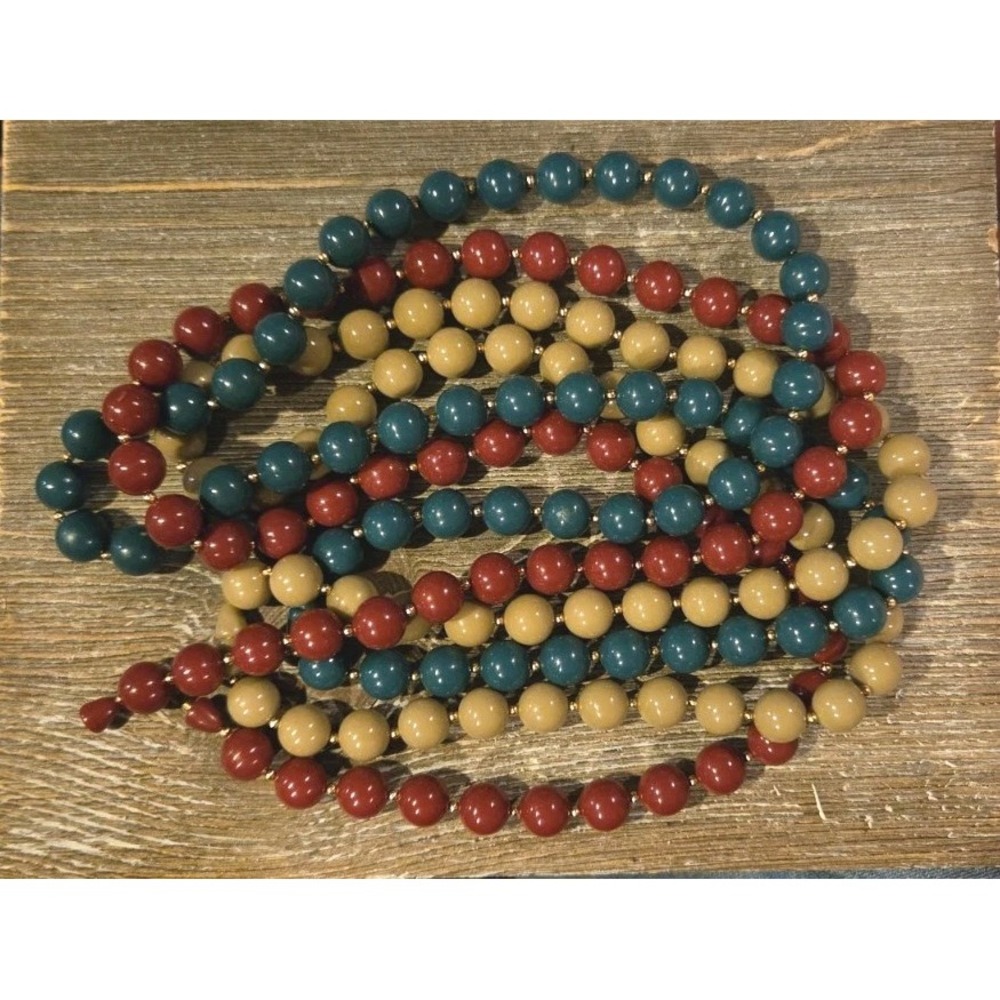 3 beaded necklaces 28" in teal burgandy, taupe-Gold Tone Spacers And Screw Close - Picture 4 of 4